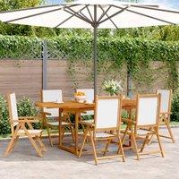 Berkfield Home 7 Piece Garden Dining Set Cream White Fabric & Solid Wood
