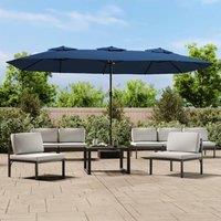Berkfield Home Double-Head Parasol Azure Blue 449x245 cm