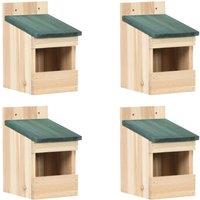 Berkfield Home Bird Houses 4 pcs 12x16x20 cm Firwood in Beige | Size: 12 x 16 x 20 cm