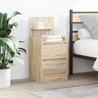 Berkfield Home Bedside Cabinet with 2 Drawers Sonoma Oak 38x34x80 cm in Brown | Size: 38 x 34 x 80 cm