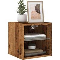 Berkfield Home TV Wall Cabinet with LED Lights Old Wood 30x28.5x30 cm in Brown