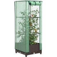 Berkfield Home Raised Bed with Greenhouse Cover Rattan Look 40x40x123 cm in Brown | Size: 40 x 40 x 123 cm