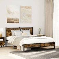Berkfield Home Metal Bed Frame without Mattress Smoked Oak 150x200 cm King Size in Brown