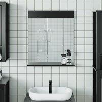 Berkfield Home Bathroom Mirror with Shelf BERG Black 60x12x70 cm Solid Wood | Size: 60 x 12 x 70 cm