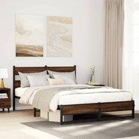 Berkfield Home Metal Bed Frame without Mattress Brown Oak 135x190 cm Double