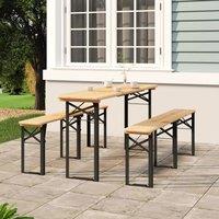 Berkfield Home 3 Piece Folding Beer Table Set Solid Wood Fir in Brown