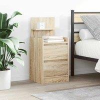 Berkfield Home Bedside Cabinets with 2 Drawers 2 pcs Sonoma Oak 38x34x80 cm in Brown | Size: 38 x 34 x 80 cm