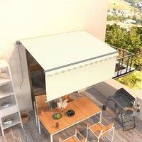 Berkfield Home Manual Retractable Awning with Blind 3x2.5m Cream in Beige