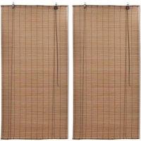 Berkfield Home Bamboo Roller Blinds 2 pcs 80 x 160 cm Brown