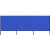 Berkfield Home 3-panel Wind Screen Fabric 400x80 cm Azure Blue