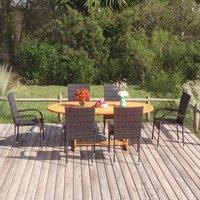 Berkfield Home 7 Piece Garden Dining Set Poly Rattan Black