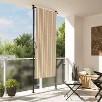 Berkfield Home Outdoor Roller Blind Yellow & White 100x270 cm Fabric&Steel