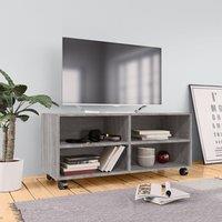 Berkfield Home TV Cabinet with Castors Grey Sonoma 90x35x35 cm Engineered Wood | Size: 90 x 35 x 35 cm