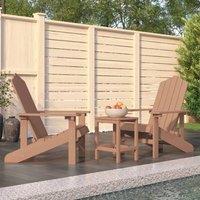 Berkfield Home Garden Adirondack Chairs with Table HDPE Brown