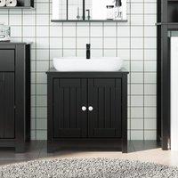 Berkfield Home Bathroom Sink Cabinet BERG Black 60x34x59 cm Solid Wood Pine | Size: 60 x 34 x 59 cm
