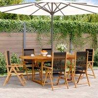 Berkfield Home 7 Piece Garden Dining Set Black Polypropylene & Solid Wood