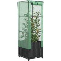 Berkfield Home Raised Bed with Greenhouse Cover Rattan Look 40x40x139 cm in Black | Size: 40 x 40 x 139 cm