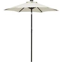 Berkfield Home Parasol with LED Lights Sand 200x211 cm Aluminium in Grey