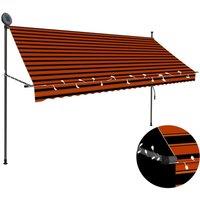Berkfield Home Manual Retractable Awning with LED 300 cm Orange & Brown