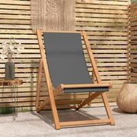 Berkfield Home Folding Beach Chair Solid Teak Wood Grey