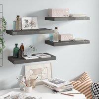 Berkfield Home Floating Wall Shelves 4 pcs High Gloss Grey 50x23x3.8 cm MDF