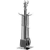 Hill Interiors Hand Turned Stag Nickel Companion Set in Silver
