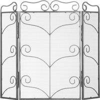 Hill Interiors Large Ornate Fire Screen in Metallic Silver