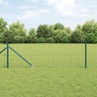 Berkfield Home Euro Fence with 7 Spike Posts 0.4x10 m Galvanised Steel Green in Silver