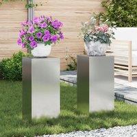 Berkfield Home Outdoor Plant Stands Pillar 2 pcs 24x24x55 cm Galvanised Steel | Size: 24 x 24 x 55 cm