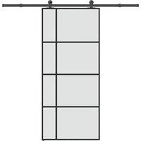 Berkfield Home Sliding Door with Hardware Set 90x205 cm ESG Glass&Aluminium in Black