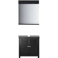 Berkfield Home 2 Piece Bathroom Furniture Set BERG Black Solid Wood Pine