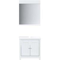 Berkfield Home 2 Piece Bathroom Furniture Set BERG White Solid Wood Pine