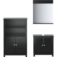 Berkfield Home 3 Piece Bathroom Furniture Set BERG Black Solid Wood Pine