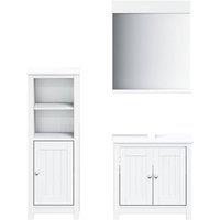 Berkfield Home 3 Piece Bathroom Furniture Set BERG White Solid Wood Pine