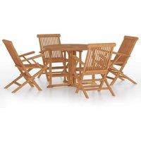 Berkfield Home 5 Piece Folding Outdoor Dining Set Solid Wood Teak in Brown
