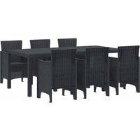 Berkfield Home 7 Piece Garden Dining Set Anthracite Poly Rattan in Charcoal