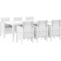 Berkfield Home 7 Piece Garden Dining Set with Cushions White Poly Rattan