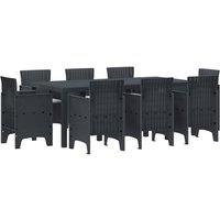 Berkfield Home 9 Piece Garden Dining Set with Cushions Anthracite Poly Rattan