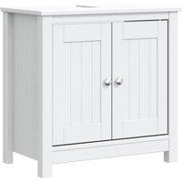Berkfield Home Bathroom Sink Cabinet BERG White 60x34x59 cm Solid Wood Pine | Size: 60 x 34 x 59 cm