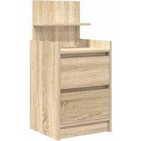 Berkfield Home Bedside Cabinet with 2 Drawers Sonoma Oak 38x34x80 cm in Light Tan | Size: 38 x 34 x 80 cm