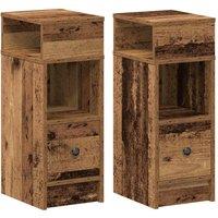 Berkfield Home Bedside Cabinets 2 pcs with Drawer Old Wood 25x31x66 cm in Brown | Size: 25 x 31 x 66 cm