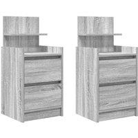 Berkfield Home Bedside Cabinets with 2 Drawers 2 pcs Grey Sonoma 38x34x80 cm | Size: 38 x 34 x 80 cm
