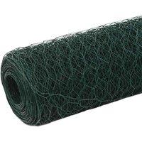 Berkfield Home Chicken Wire Fence Steel with PVC Coating 25x1.5 m Green