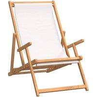 Berkfield Home Folding Beach Chair Solid Wood Teak Cream