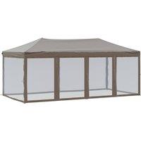 Berkfield Home Folding Party Tent with Sidewalls Taupe 3x6 m
