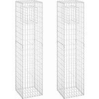 Berkfield Home Gabion Basket Posts 2 pcs 40x40x180 cm Iron in Silver | Size: 40 x 40 x 180 cm