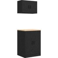 Berkfield Home Garage Cabinets 2 pcs Black Engineered Wood
