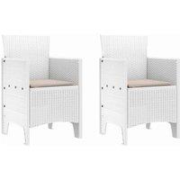 Berkfield Home Garden Chair Set of 2 White Taupe Plastic Rattan Polyester