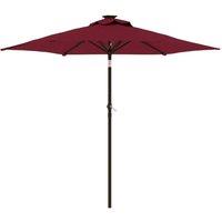 Berkfield Home Garden Parasol with LEDs & Steel Pole Bordeaux Red 225x225x212cm | Size: 225 x 225 x 212 cm
