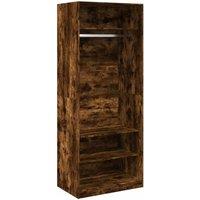 Berkfield Home Wardrobe Smoked Oak 80x50x200 cm Engineered Wood in Brown | Size: 80 x 50 x 200 cm